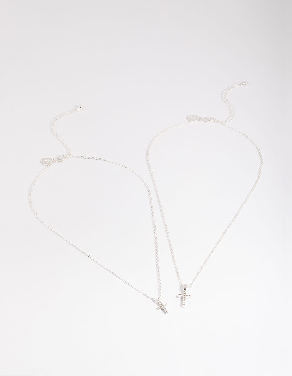 Silver Diamante Cross Layered Necklace