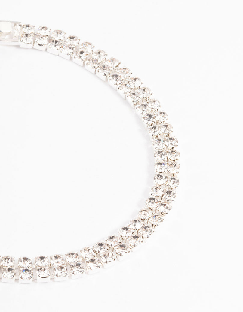 Silver Classic Cup Chain Tennis Bracelet
