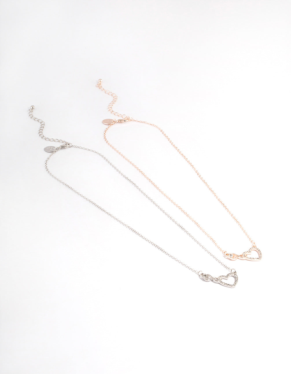 Mixed Metal Diamante Infinity & Heart Necklace Pack