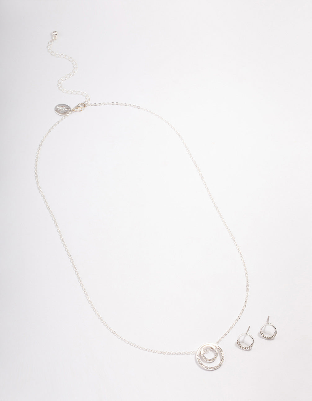 Silver Double Open Circle Jewellery Set