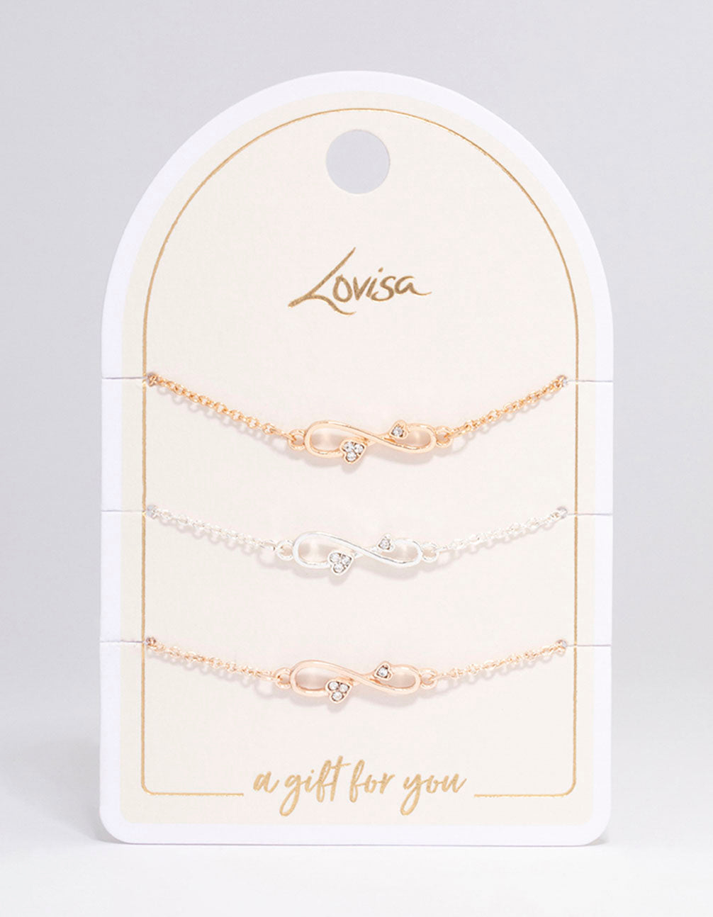 Mixed Metal Diamante Infinity Bracelet 3-Pack