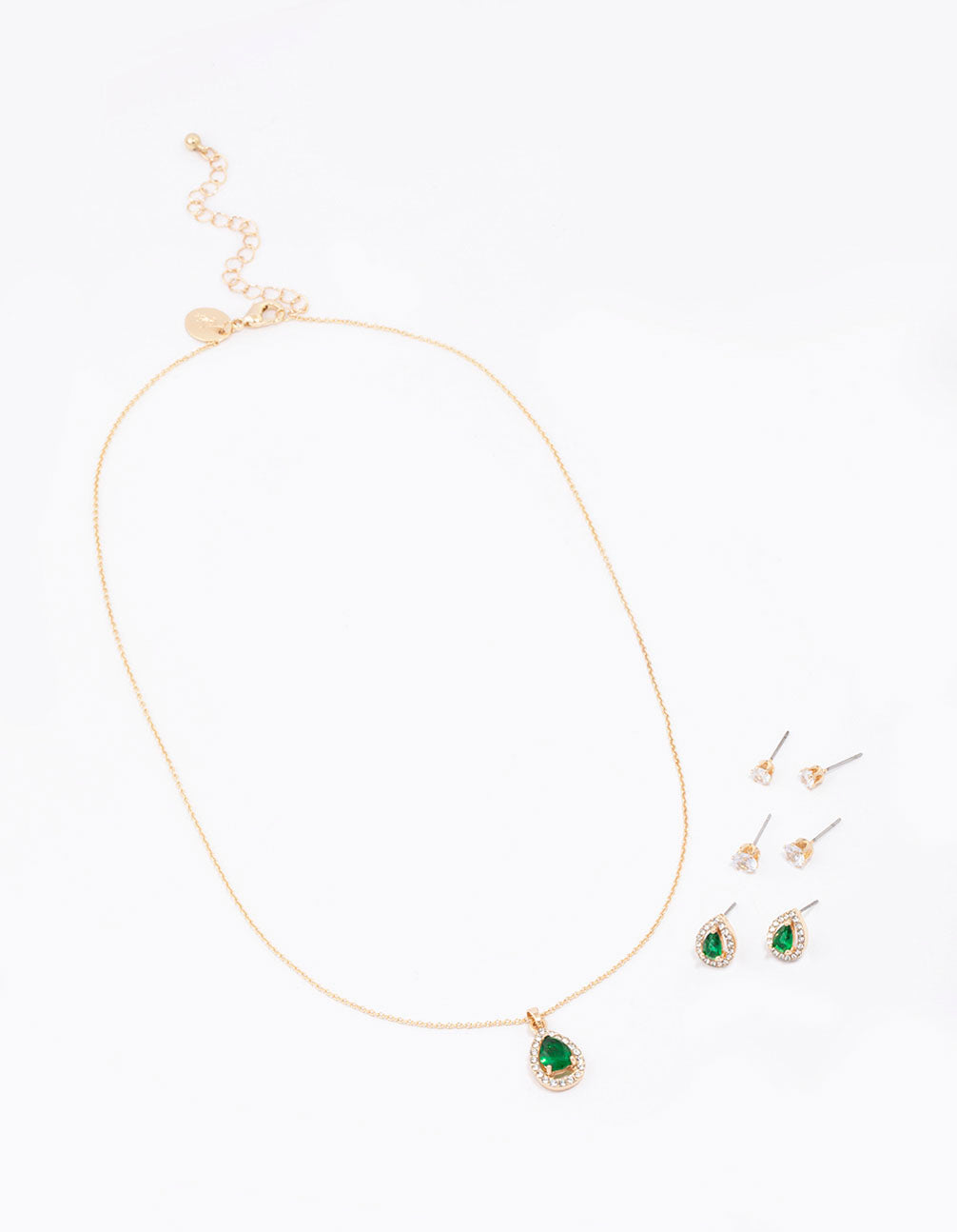 Gold Multi Pear Diamante Jewellery Set