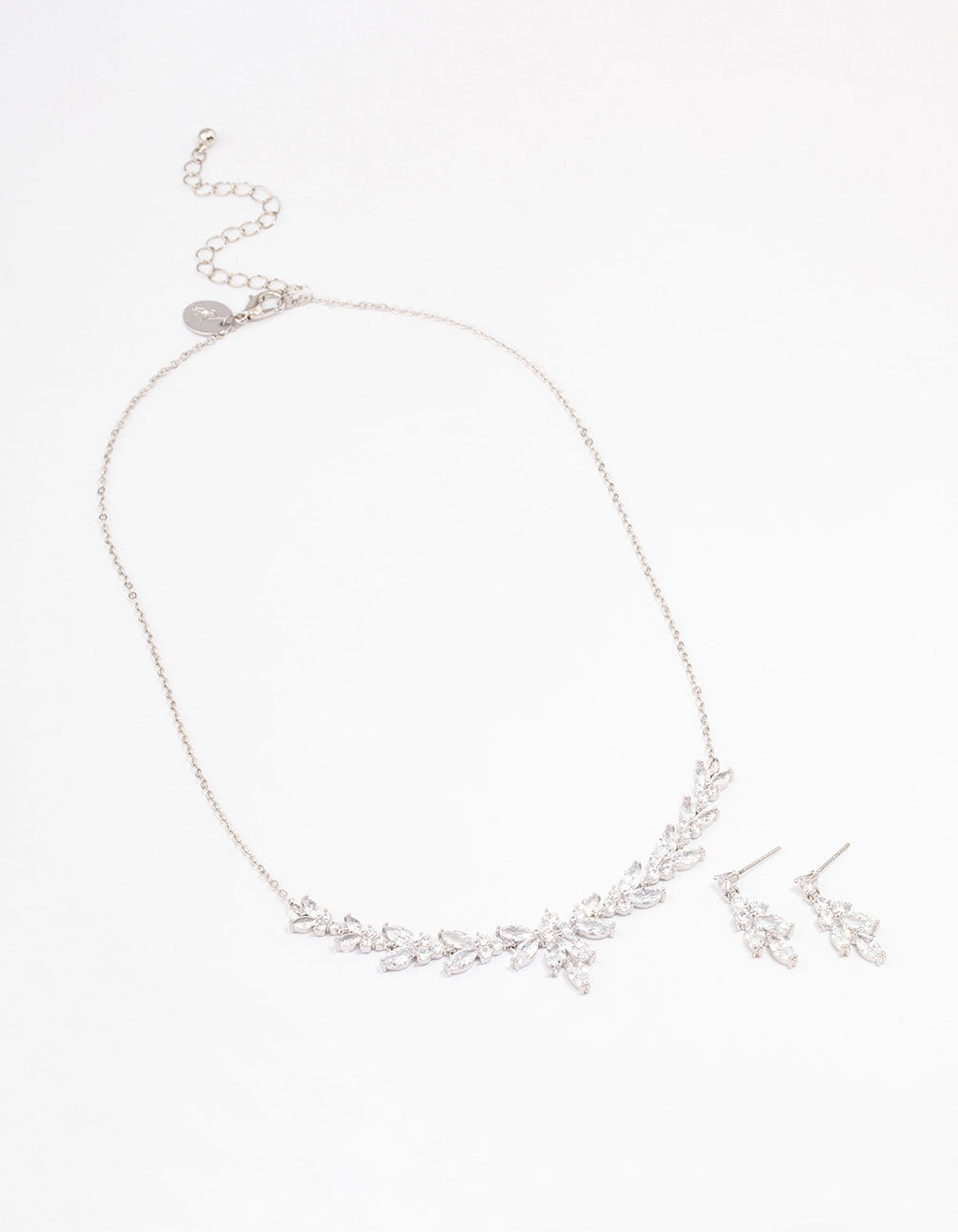 Silver Leafy Cubic Zirconia Vine Jewellery Set
