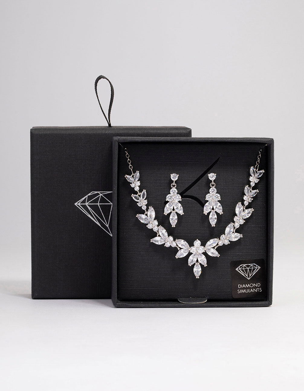 Silver Leafy Cubic Zirconia Vine Jewellery Set