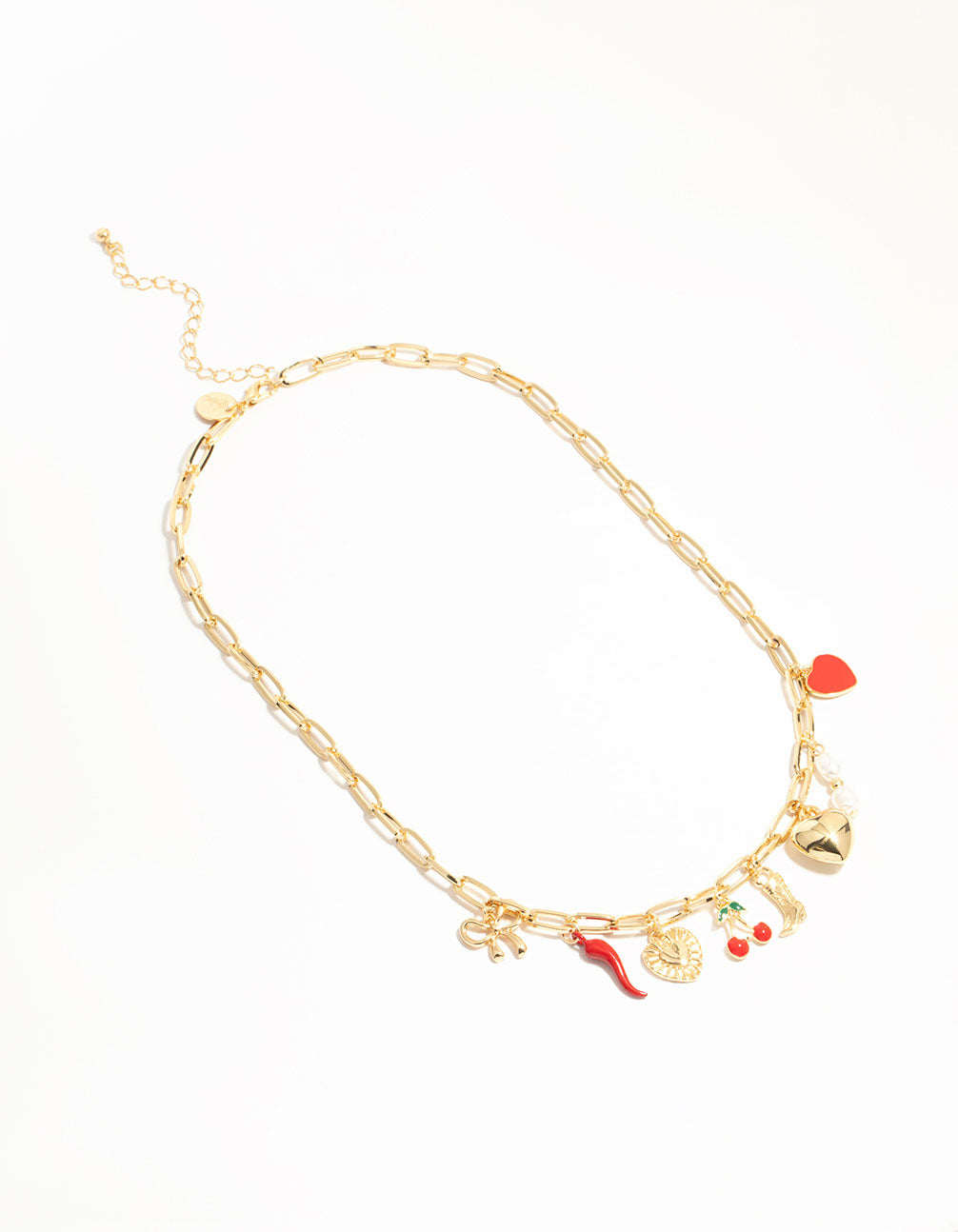 Gold Plated Chili & Cherry Charm Necklace