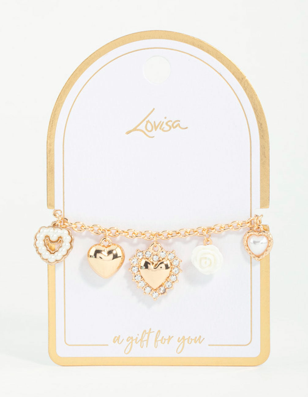 Gold Heart Charm Bracelet