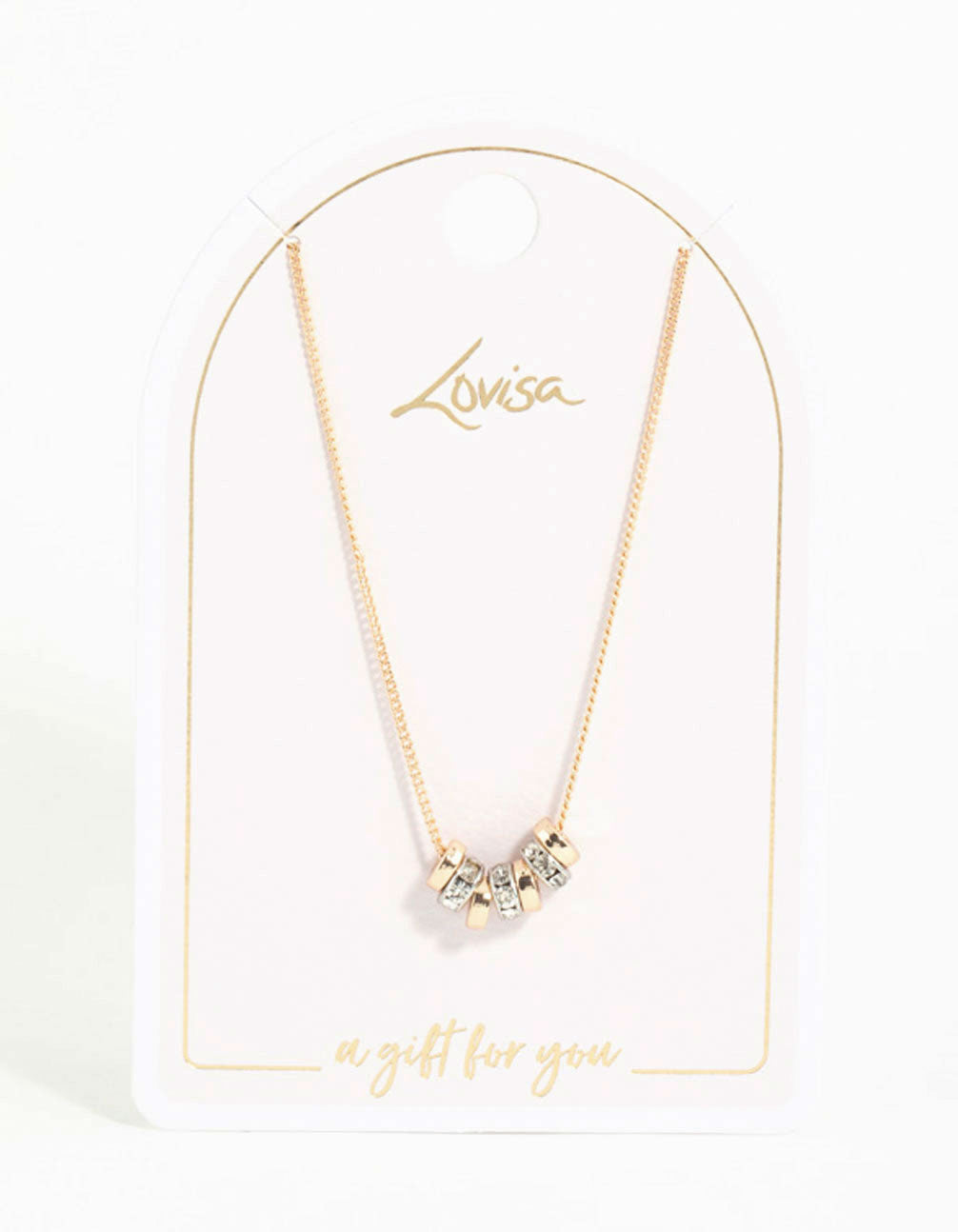 Mixed Metals Diamante Rondell Necklace