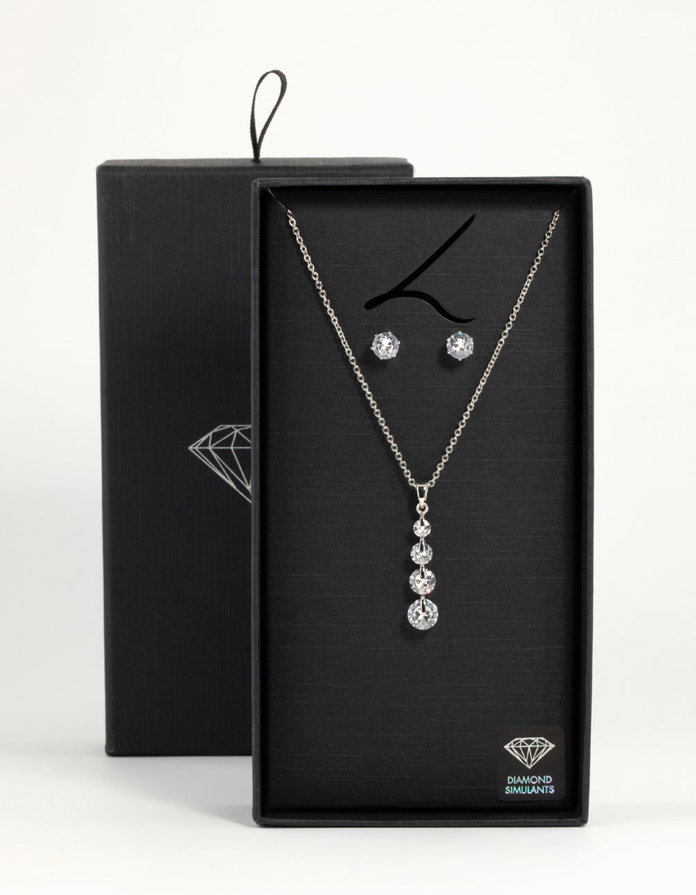 Silver Cubic Zirconia Necklace & Earrings Set