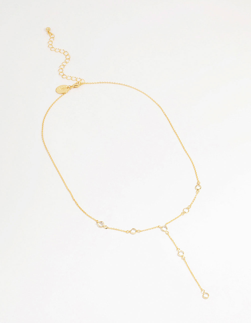 Gold Plated Brass Cubic Zirconia Y-Necklace