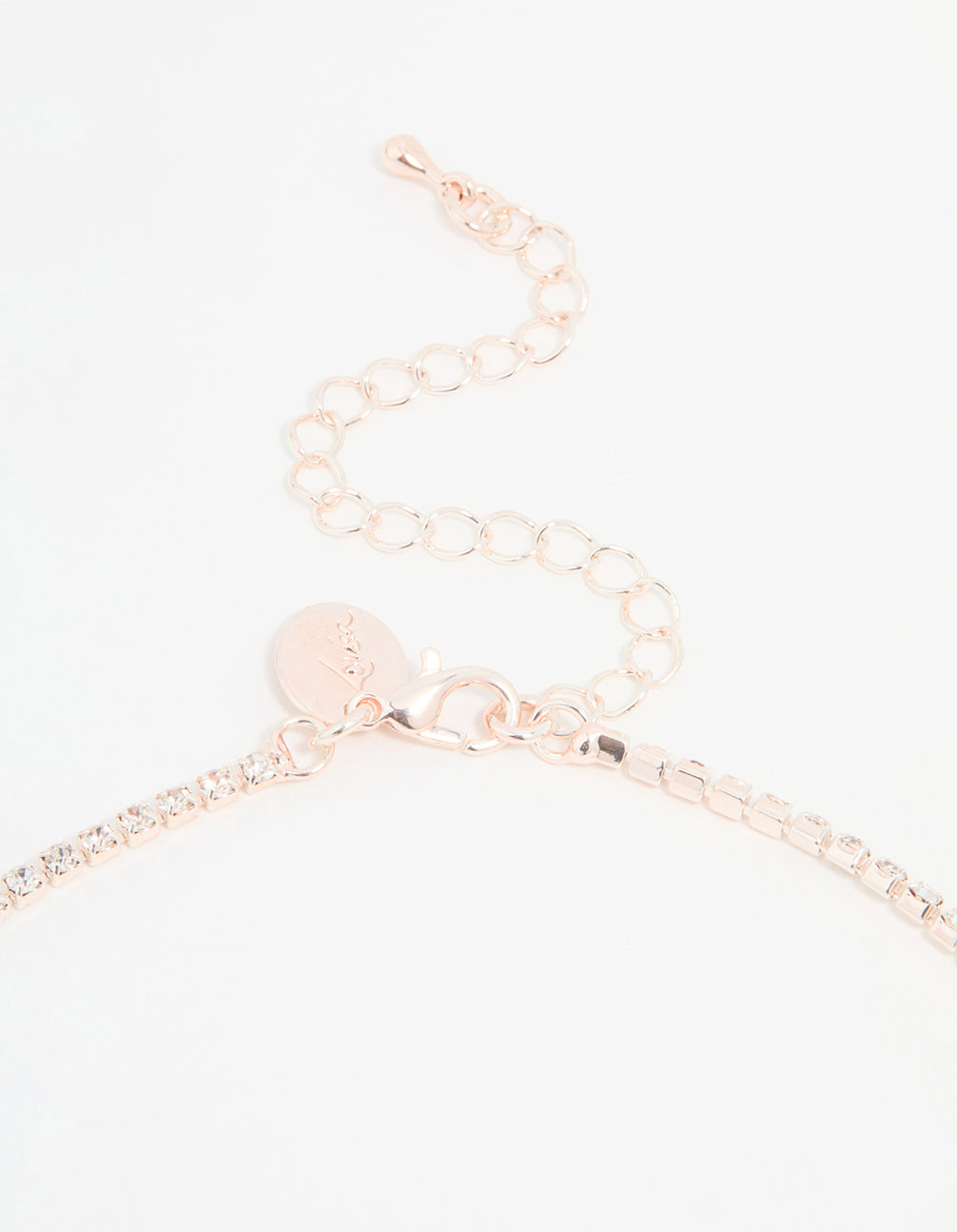 Rose Gold Diamante Pointed Cupchain Earring & Necklace Set