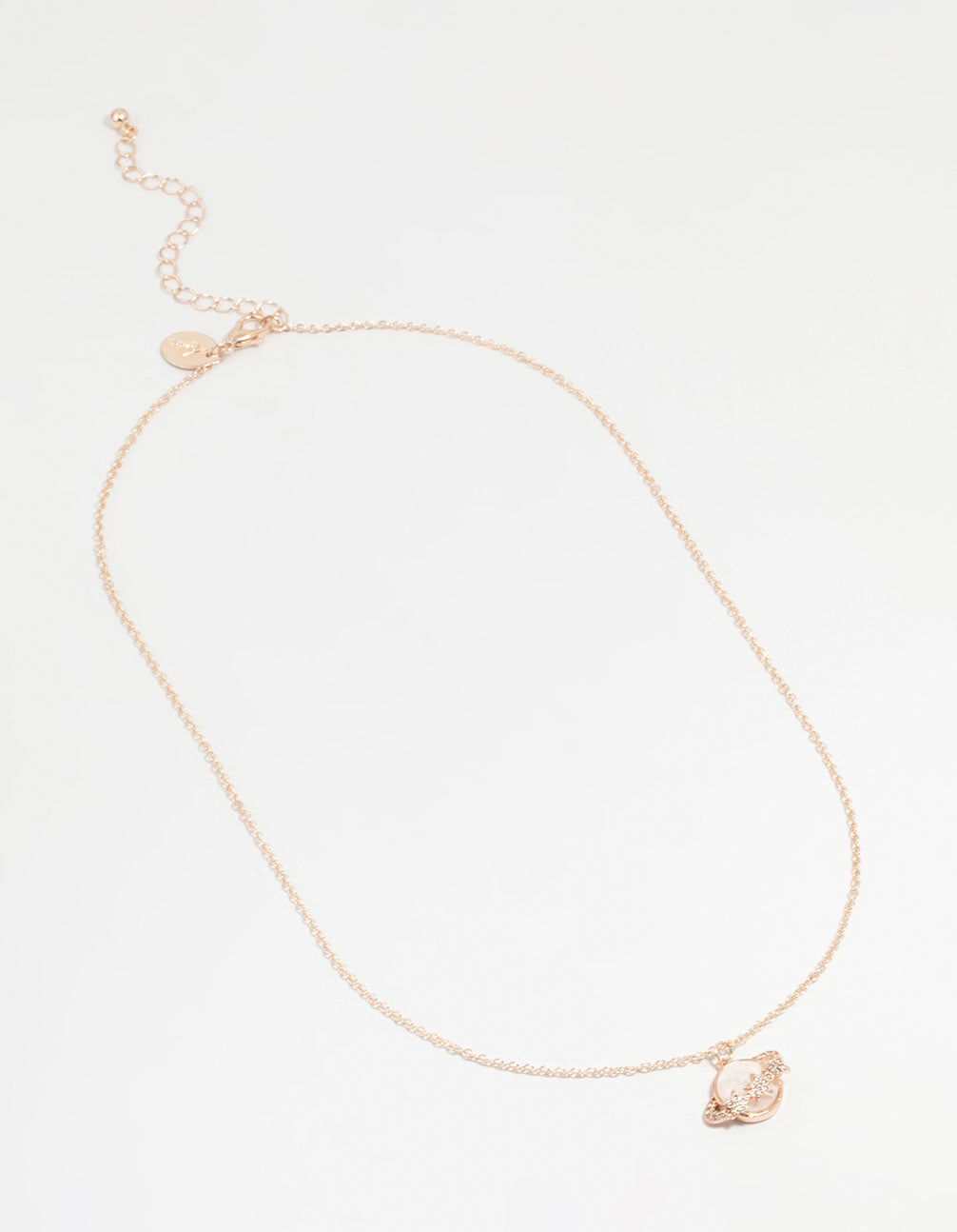 Rose Gold Genuine Shell Planet Pendant Necklace