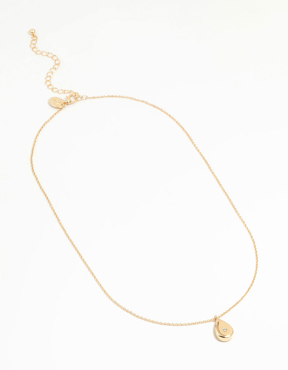 Gold Teardrop Diamante Pendant Necklace