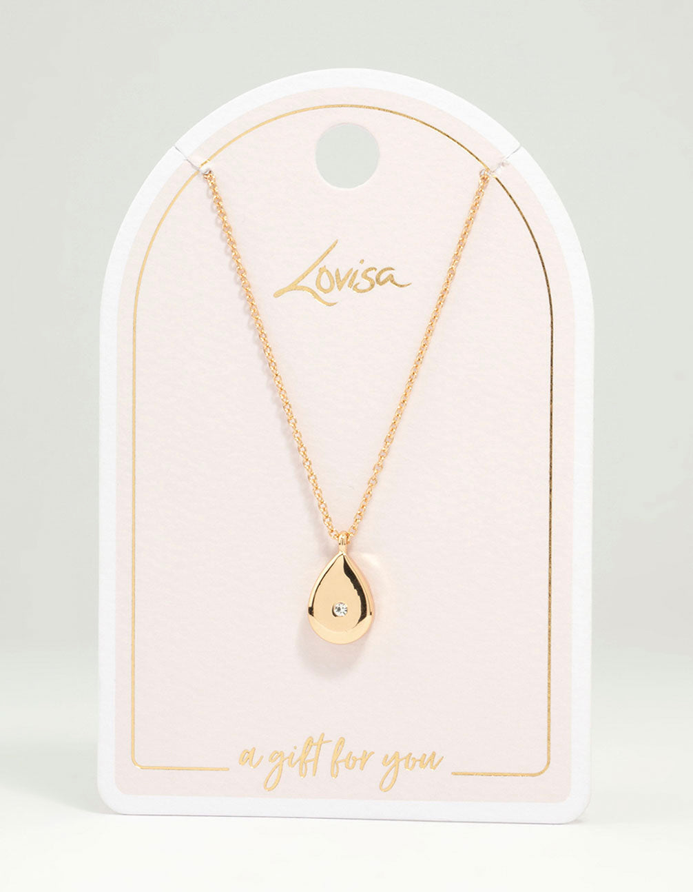 Gold Teardrop Diamante Pendant Necklace