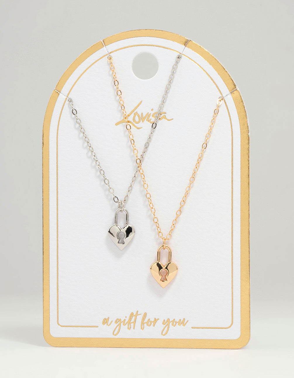 Mixed Metal Heart Locket Necklaces 2-Pack