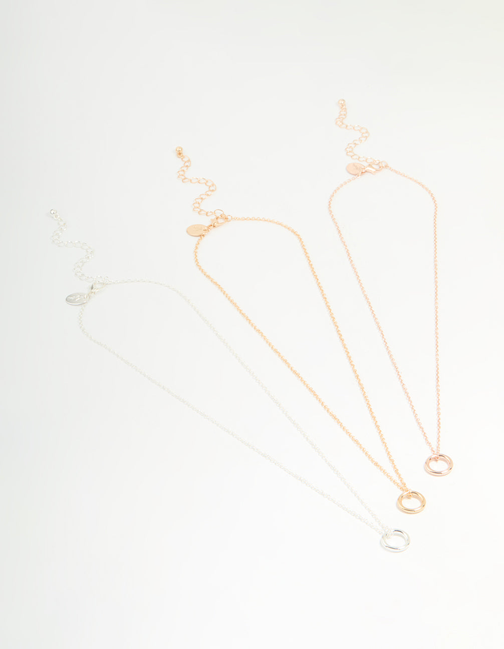 Mixed Metal Circle Pendant Necklaces 3-Pack