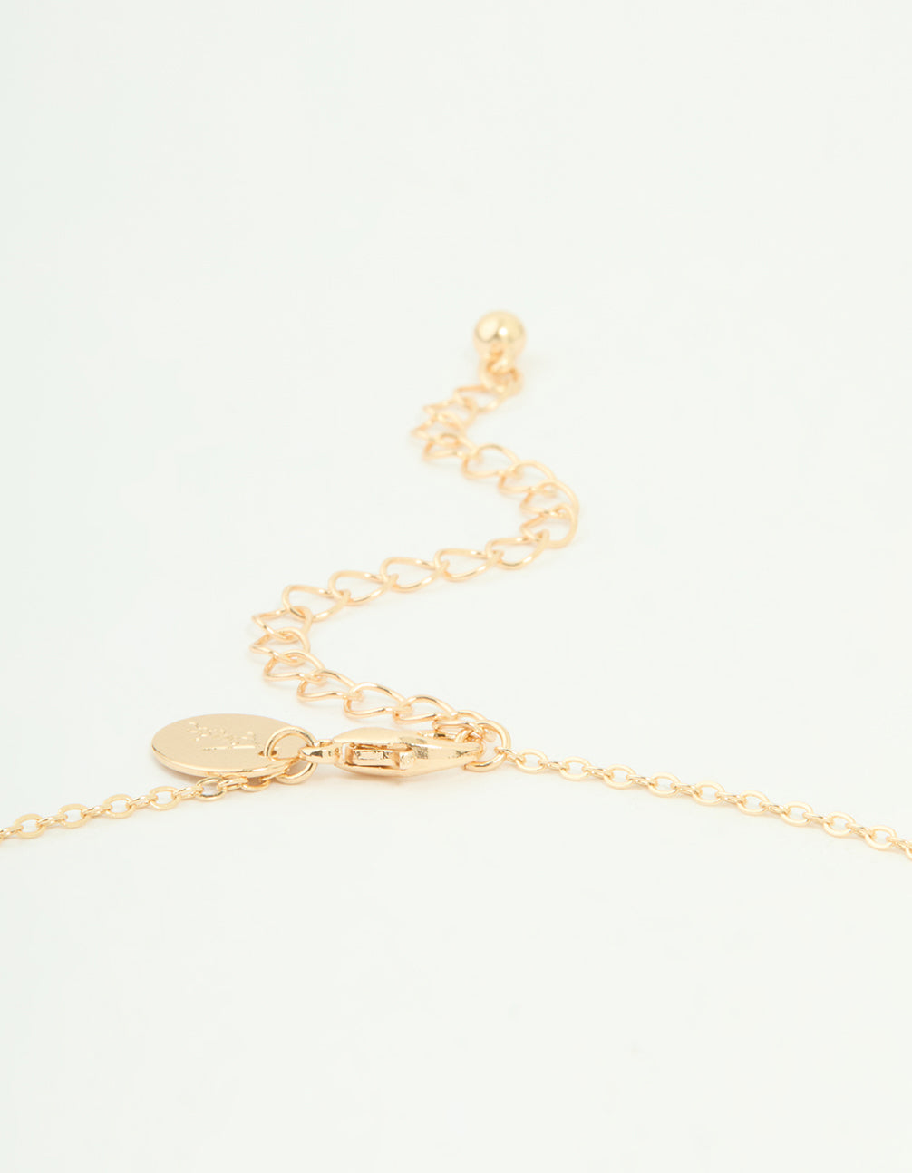 Gold Pink Diamante Heart Rondell Necklace