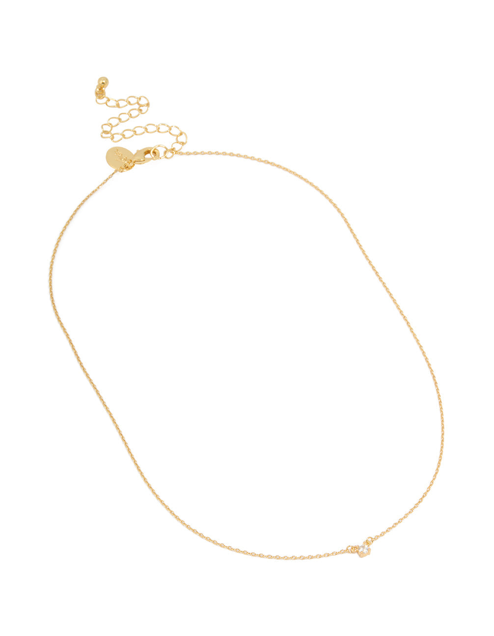 Gold Plated Brass Mini Cubic Zirconia Bezel Pendant Necklace