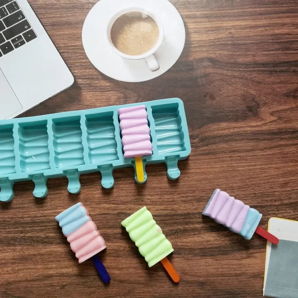 8 Cell Silicon Popsicle Mold, Building Block DIY Molds, 3D Cake Jelly Ice Baking Tray, Multipurpose Pudding Ice Cake Mold, Ice Pop Up Maker Mold