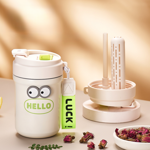 500ml Vacuum Flask Coffee Mug, Stainless Steel Kettle With Straw, Handy Waters Bottle For Gym And Office