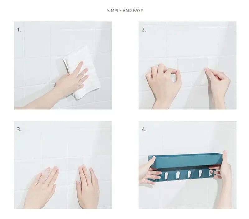 Shower Caddy Basket With Hooks, Wall Mounted Floating Shelf.