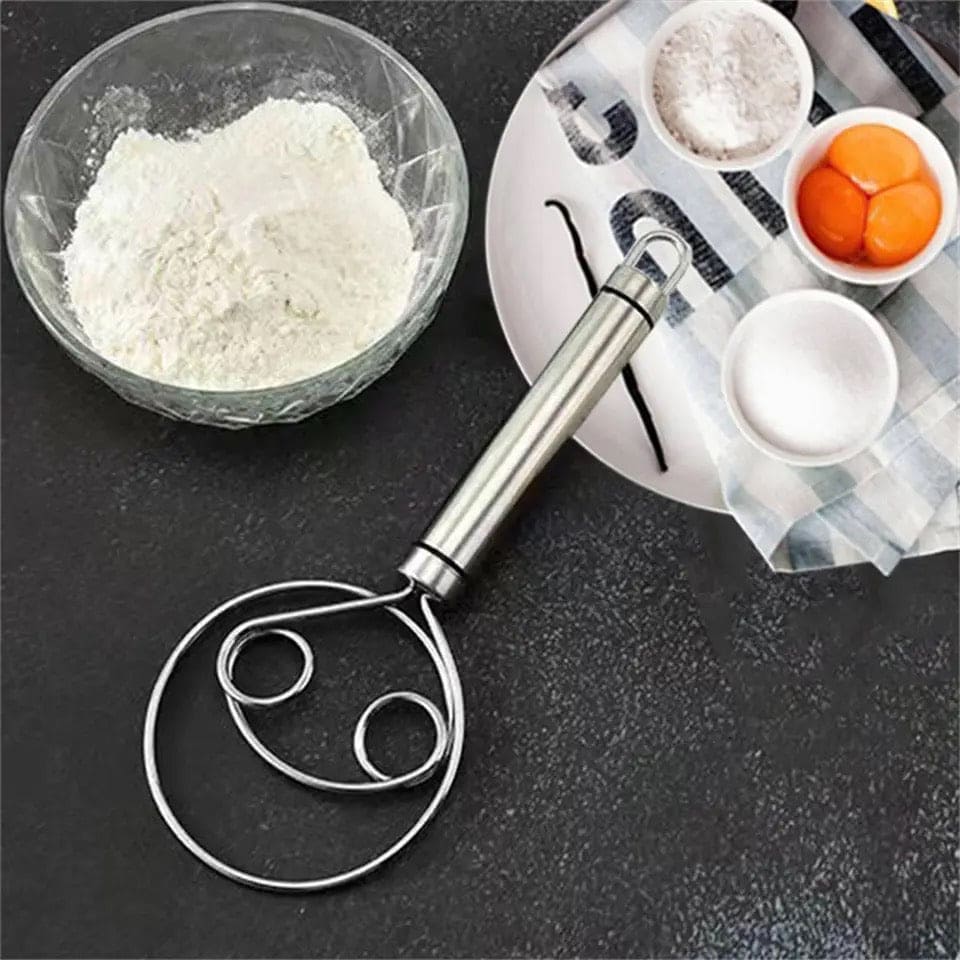 Flour Mixer, Manual Non Stick Cream Beater, Danish Bread Dough Hand Mixer, Dough Whisk Mixer, Kitchen Baking Blender Tool, Durable Handheld Food Blender For Cooking