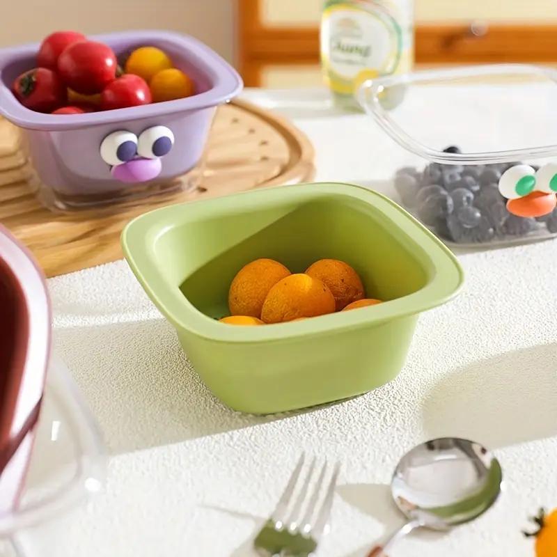 Cute Cartoon Double Layer Mini Drain Basket, Multifunctional Household Fruit Snack Storage Basket, Thickened Fruit Bowl