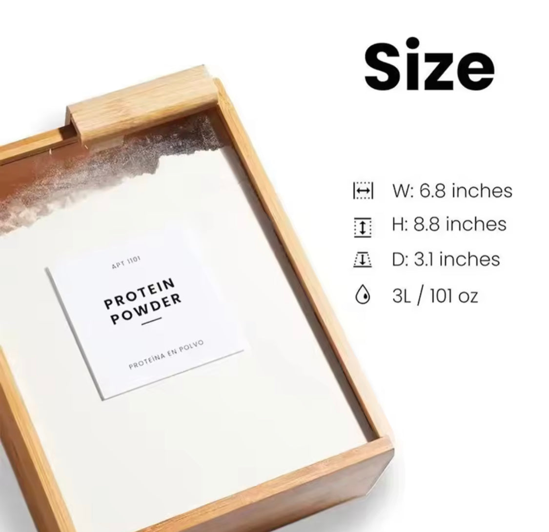 Wooden Cereal Storage Jar, Grain Food Bamboo Storage Container, Kitchen Food Storage Box Organizer