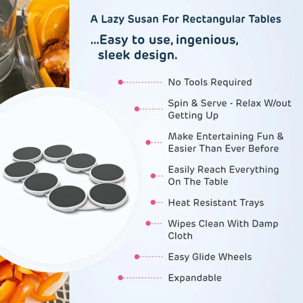Lazy Susan Turntable Rotating Serving Tray for Dining Table