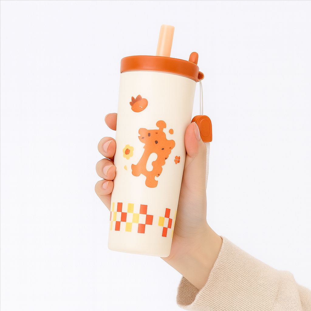 Kids Cartoon Straw Tumbler – 800ml