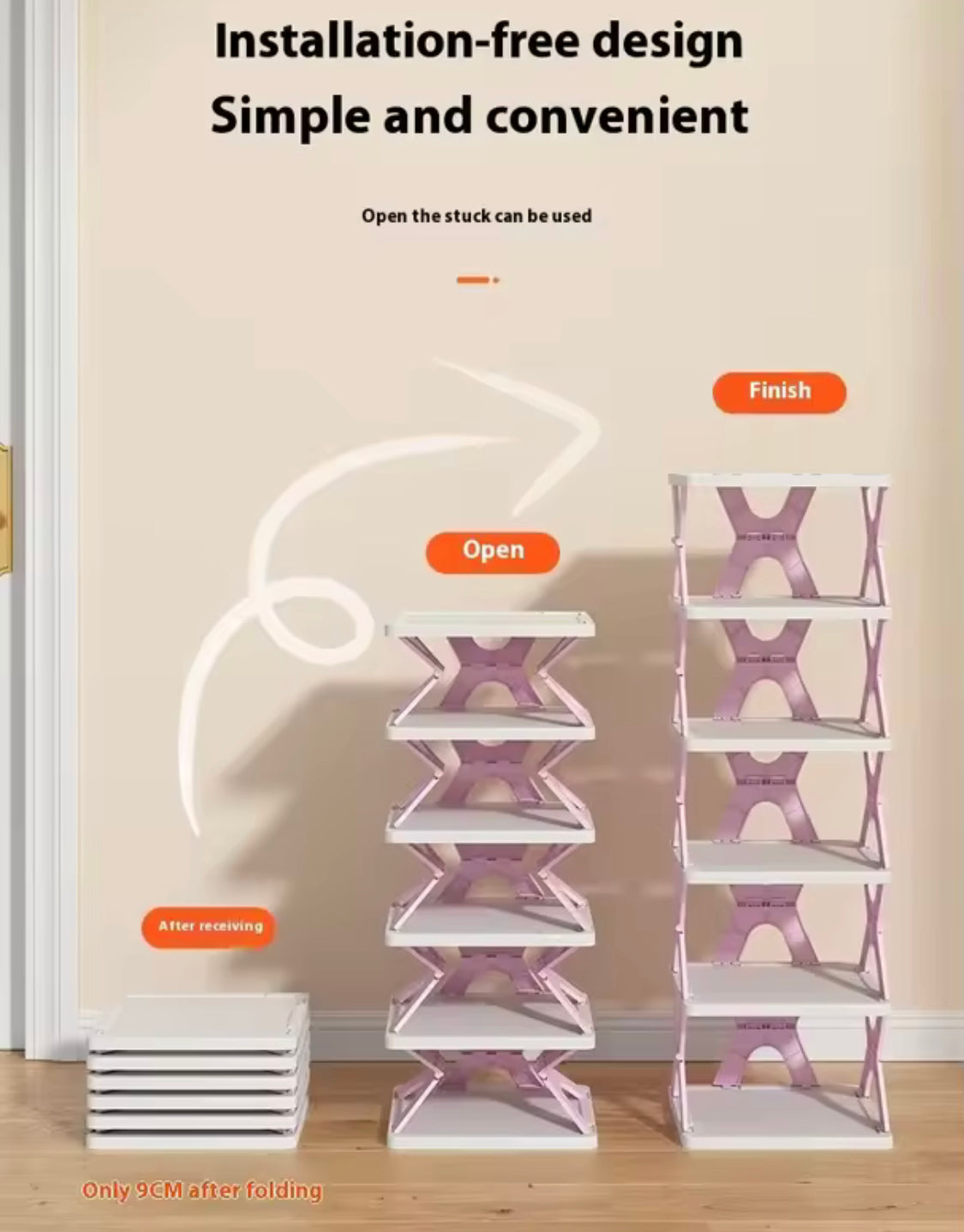 Plastic Portable Folding Shoe Rack, Multi Layer Foldable Storage Rack, Doorway Wall Corner Rack