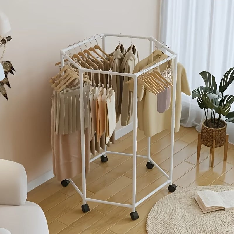 Heavy-Duty Hexagonal 360° Rotating Clothing Rack