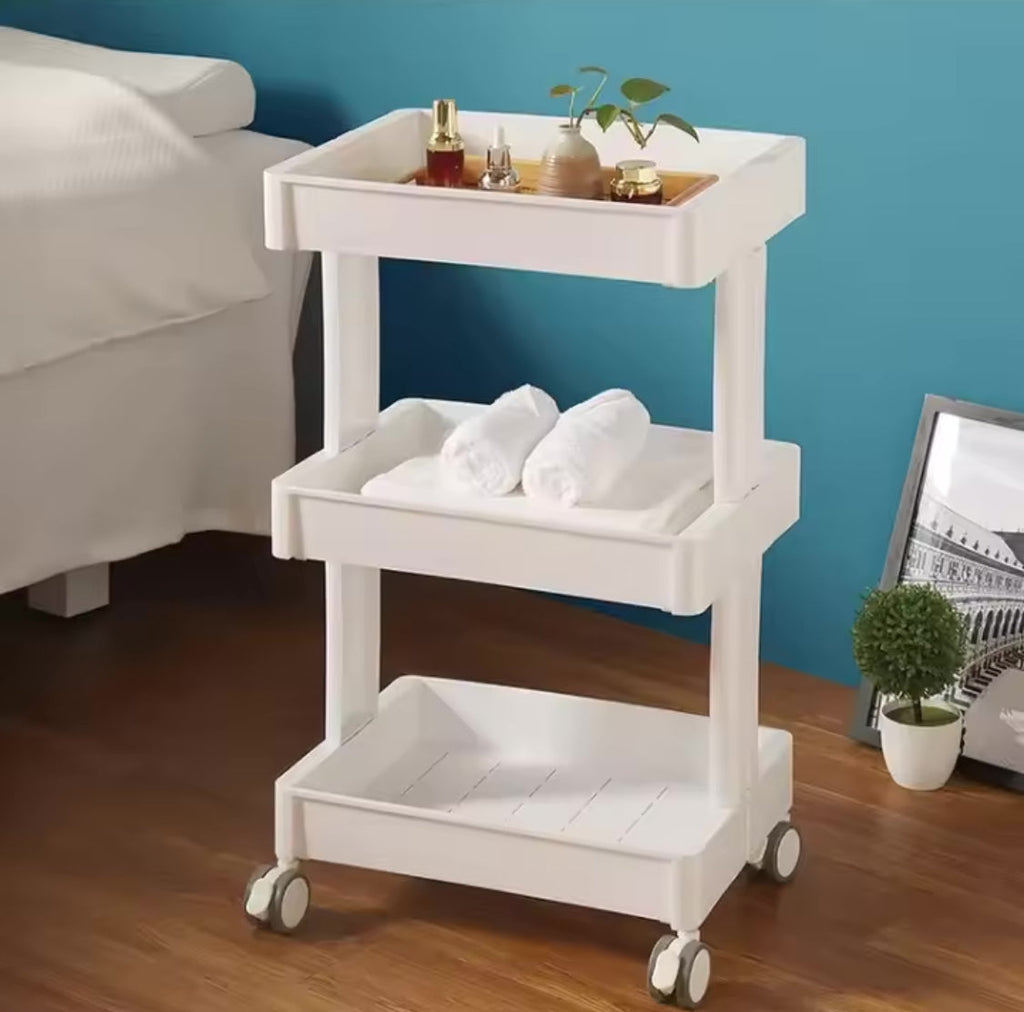Three Layer Bathroom Storage Trolly, Multifunctional Storage Tool Cart, Multi Layer Sundries Storage Organizer, Movable Snack Storage Rack