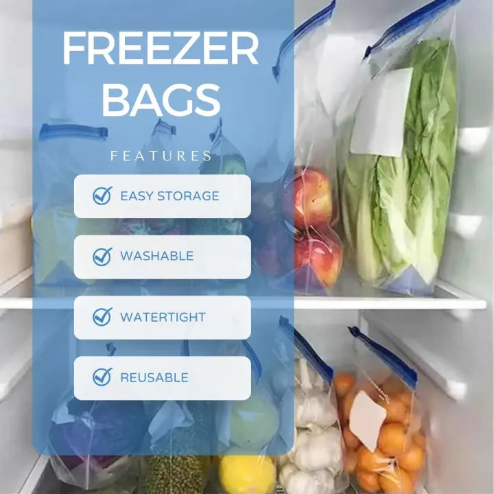 Reusable Zip Lock Meat Storage Bags, Multi Use Transparent Food Saver Pouches, Reusable Meat Keeper Zip Bags, Eco Zip Food Preservation Bags, Fridge-Fresh Zip Lock Storage Bags, Transparent Freezer Bags