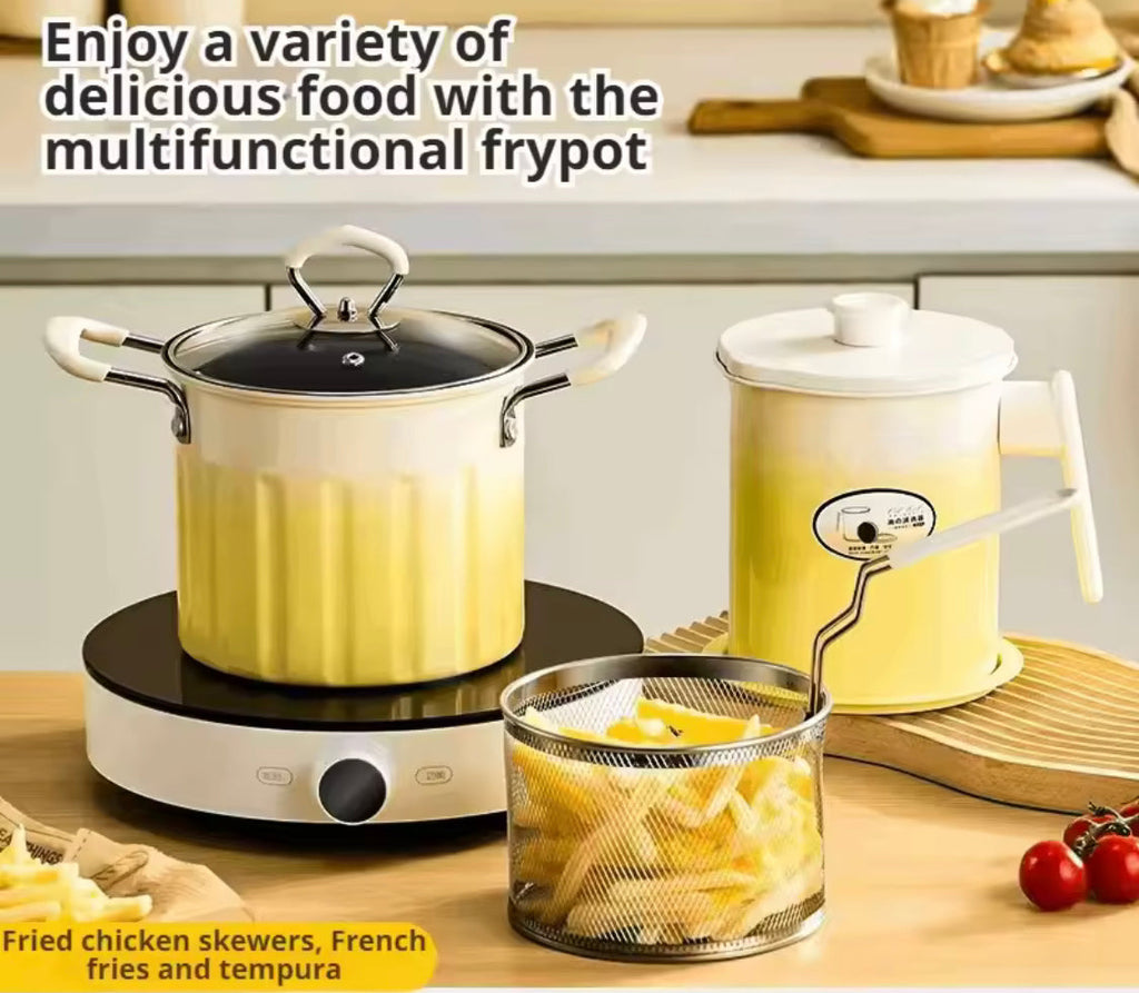 3L Stainless Steel Deep Frying Pot, Multifunctional Household Deep Frying Pan, Non Stick Mini Small Oil Frying Pot