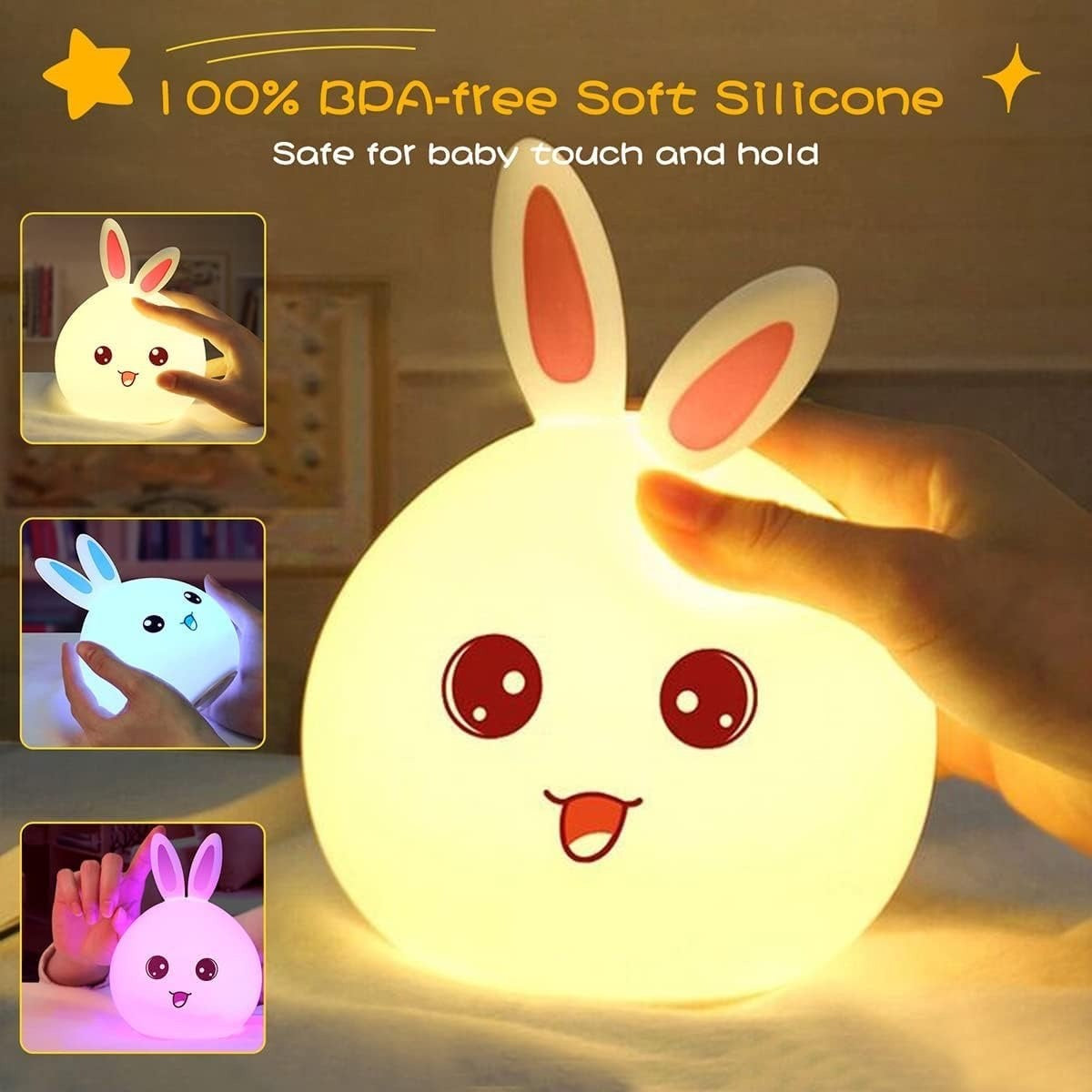 Cute Rabbit Silicone Touch Night Light