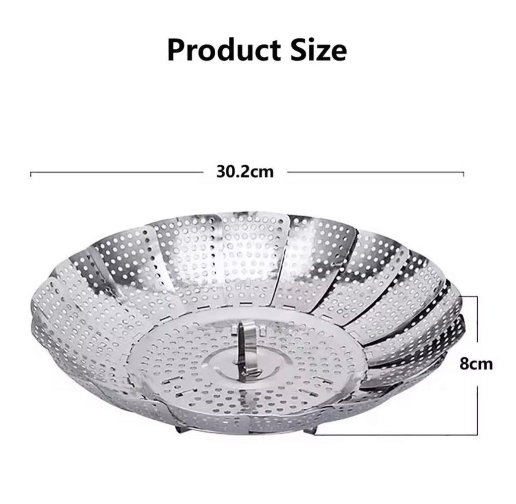Multifunctional Stainless Cooking Steamer, Foldable Kitchen Steamer Plate, Anti-Scald Steamer Basket, Deep Fryer Pot Strainer