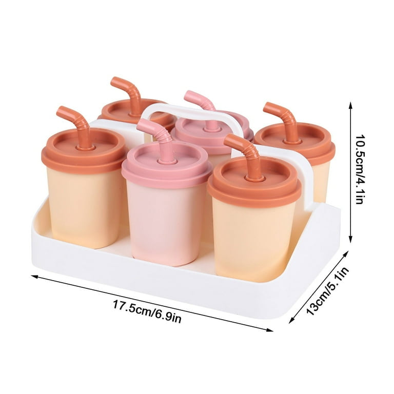 Milk Tea Cup Ice Mold, Creative Popsicle Ice Mold, Wovilon Creative Popsicle Mold, 6 Grid Plastic Popsicle Ice Mold