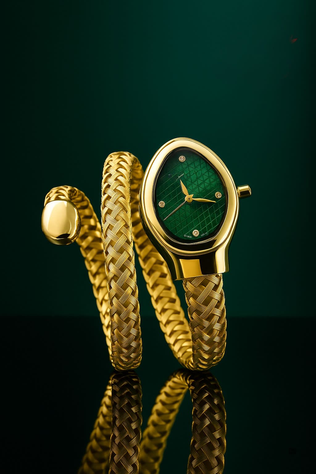 Aurora Emerald Gold Cuff Watch
