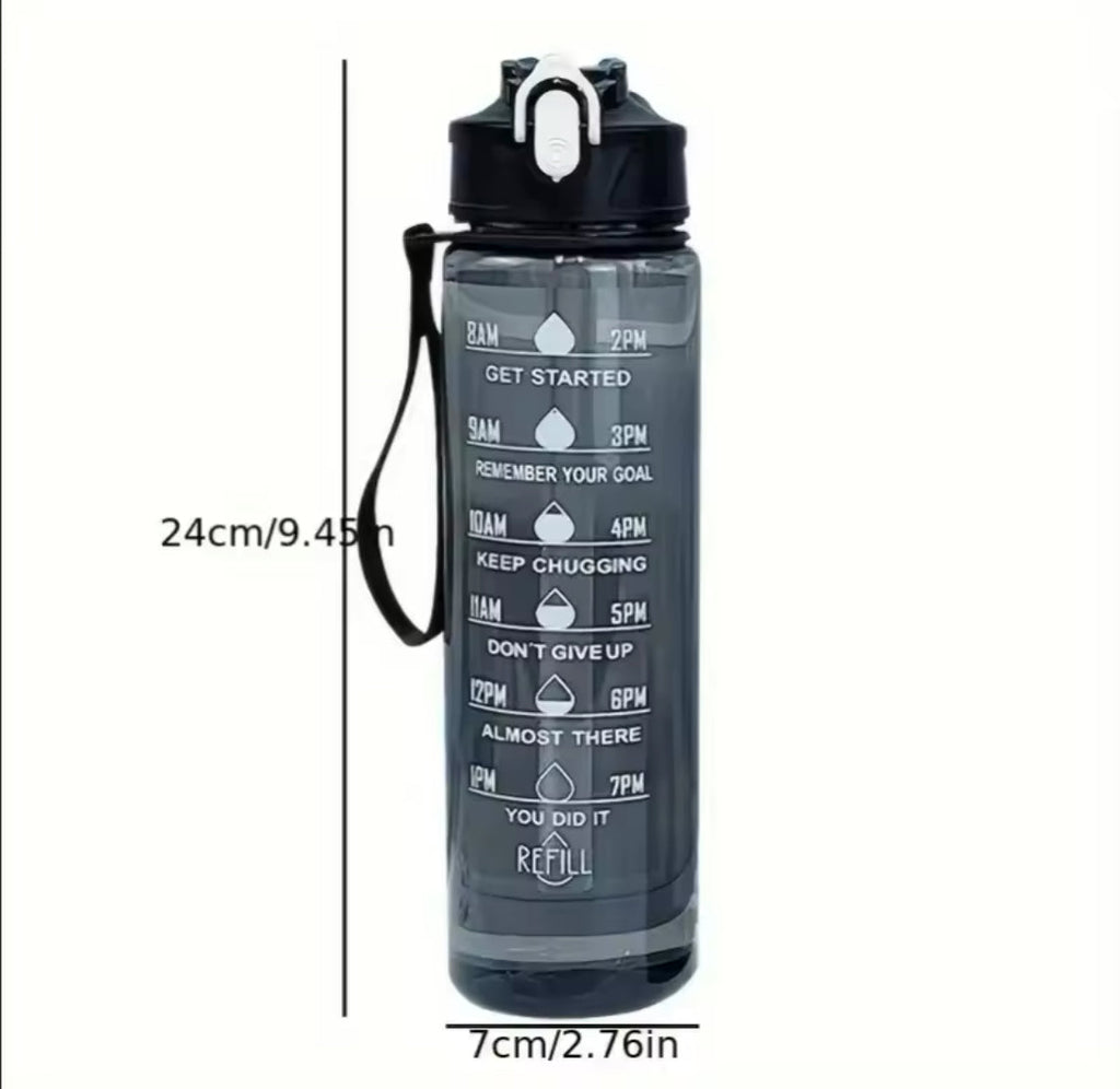 800ml Sports Water Bottle, Portable Large Bottle With Straw, Transparent Refillable Leakproof Water Bottle