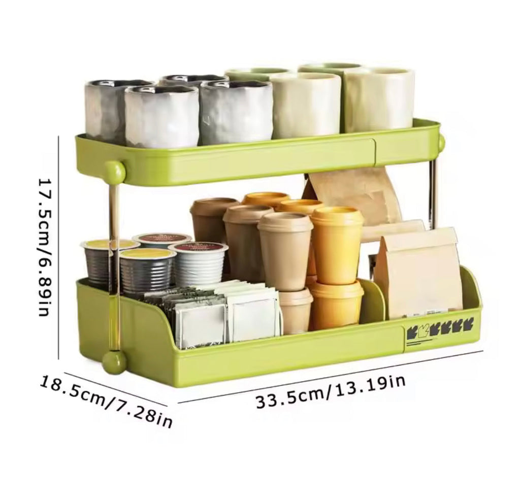 2 Tier Desktop Storage Shelf, Multifunctional Cup Holder, Multipurpose Mug Rack Tea Cup Holder, Kitchen Coffee Cup Rack For Office Home