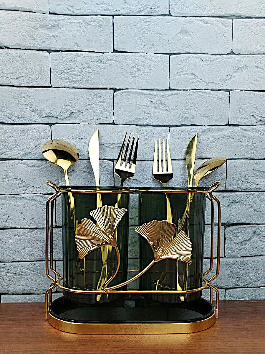 Acrylic Cutlery Holder With Drain Plate, Double Barrel Chopsticks Storage Holder, Kitchen Cutlery Storage Rack