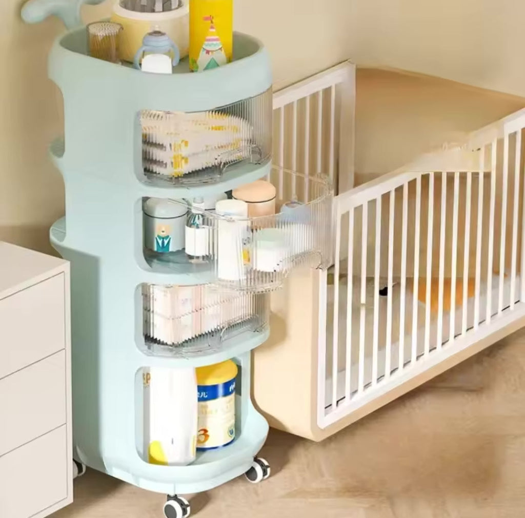 Multi Tier Rolling Storage Rack, Kids Diaper Organizer, Kids Wheels Storage Organizer, Floor Standing Storage Racks