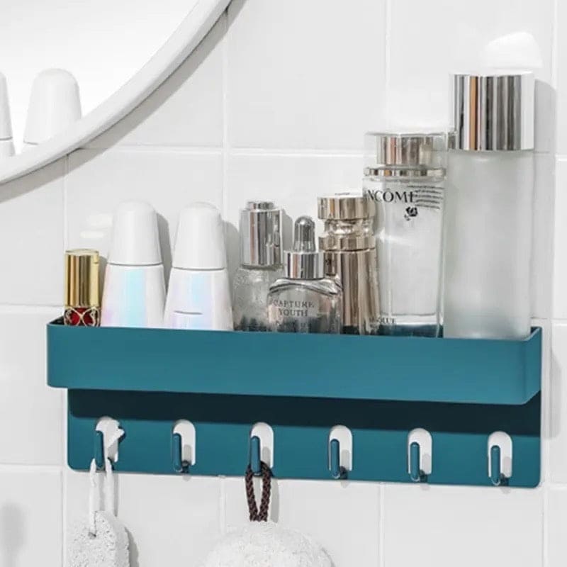 Shower Caddy Basket With Hooks, Wall Mounted Floating Shelf.