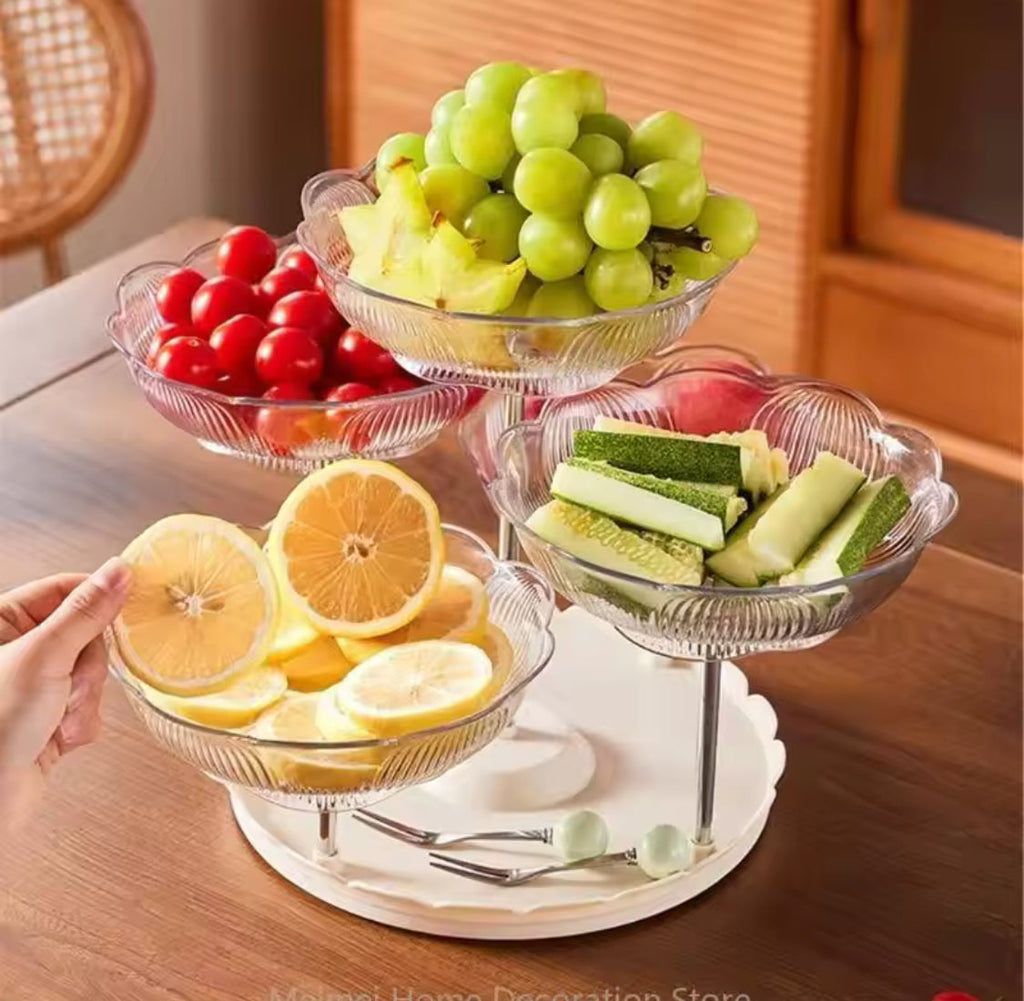 Multilayer Rotating Display Stand, Cakes Snacks and Fruits Stand, 3 Tier Fruit Plate, Stable Modern Dried Fruit Plate
