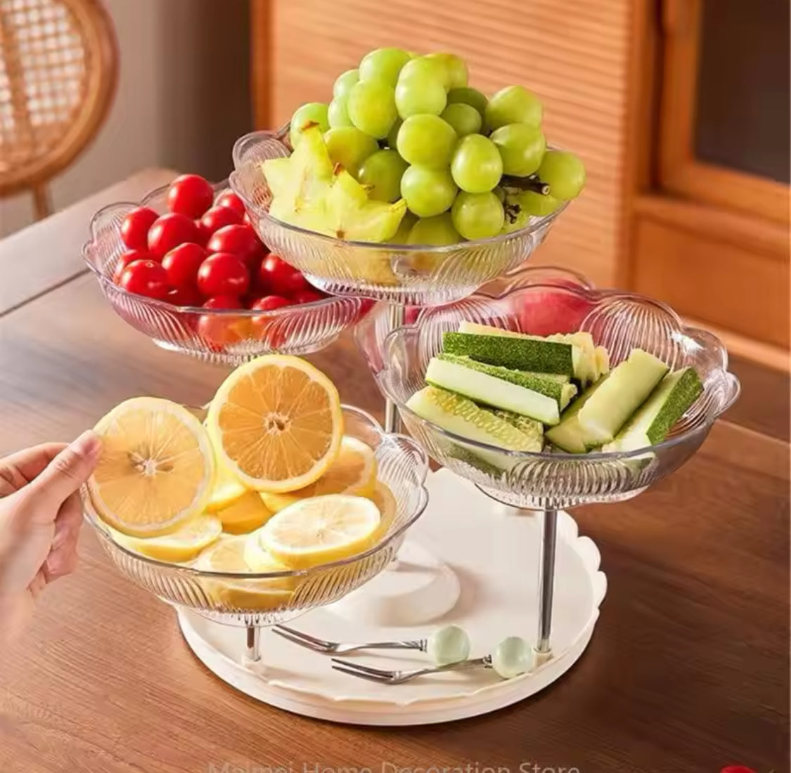 Multilayer Rotating Display Stand, Cakes Snacks and Fruits Stand, 3 Tier Fruit Plate, Stable Modern Dried Fruit Plate