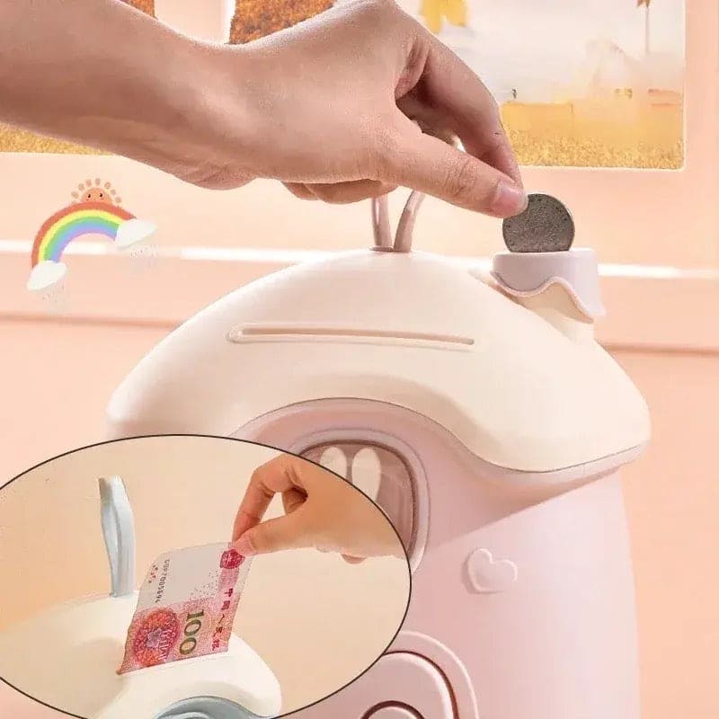 Mushroom Money Banking Toy, Kid Money Saving Box, Banks Coin Box With Lock Key, Multipurpose Treasure Chest Box, Children Lockable Coin Box, Paper Note And Coin Saving Box
