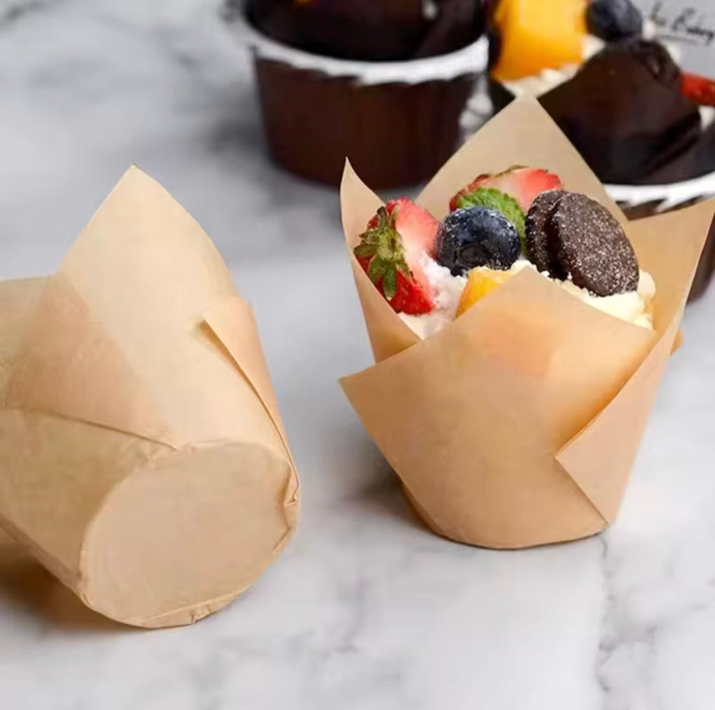 Tulip Shape Cupcake Liner Paper, Oil Proof Cupcake Baking Liner, Cupcakes Paper Molds, Muffin Cup Container