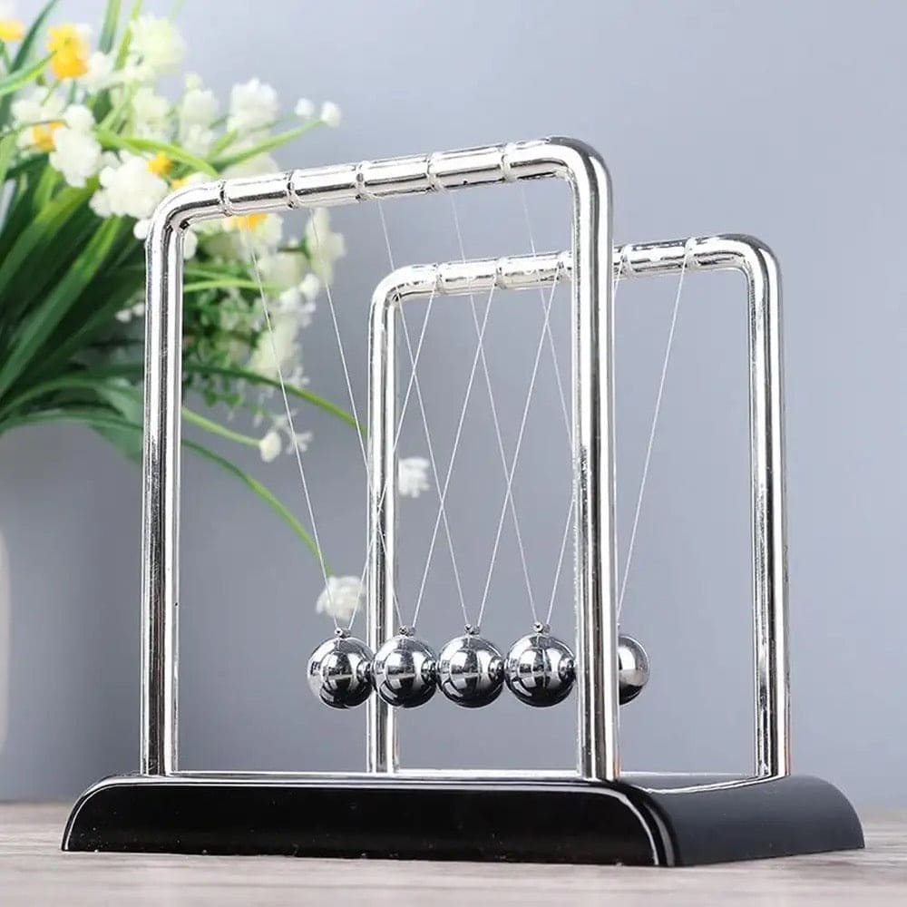 Newton Cradle Balance Steel Balls, 5 Balls Physics Science Pendulum Desk Toy, Home Decor Anti Stress Game Toy, Metal Pendulum Ball School Teaching Supplies, Steel Ball Balance Toy, Cool Office Decor and Tabletop Toys for Stress Relief