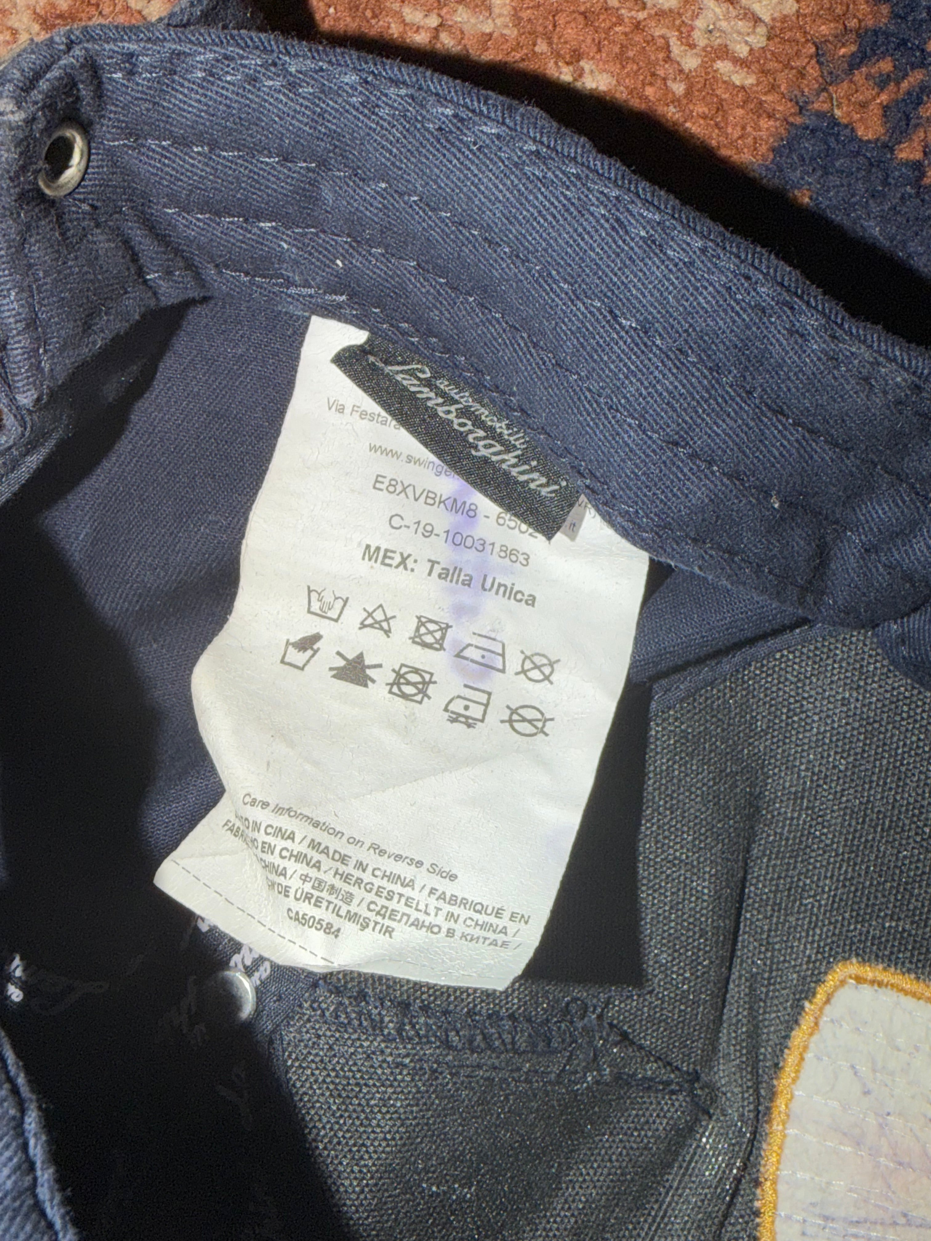 Original Automobili Lamborghini Mens Cap Hat Blue Embroidered Buckle Authentic Official.