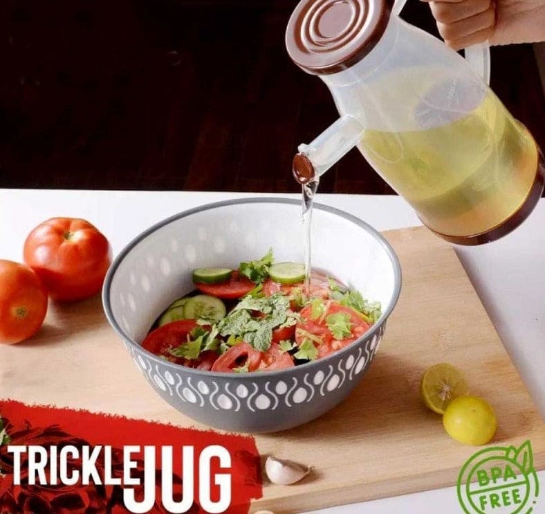 Plastic Trickle Jug, 1000ml Olive Oil Dispenser Bottle, Anti-leak Condiment Vinegar Soy Sauce Bottle, Plastic Seasoning Jar With Lid